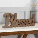 Sintosin Farmhouse Blessed Signs for Home Decor 15 inches, Hanging Handmade Rustic Blessed Wall Decor, Wooden Signs for Tabletop Mantel Shelf Entryway Wedding Thanksgiving Christmas