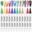 Kalolary 3D Nail Art Pens Set, 12 Color Pens, DIY Nail Art Beauty Adorn Manicure Tools