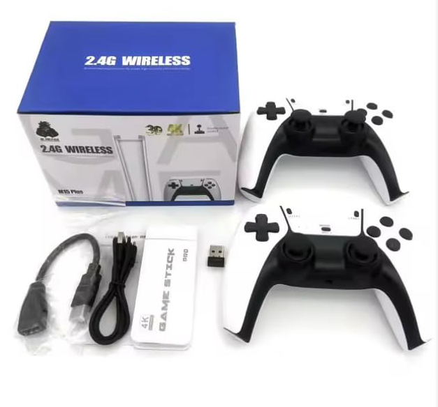 2.4G Wireless Game Controller Set, Dual Gamepad with USB Receiver, White and Black, Classic Game Console Support, 10 Simulator Compatible