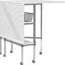Sew Ready Foldable Hobby and Cutting Grid Table - 58.75" W x 36.5" D White Arts and Crafts Table with Grid Top and Silver Storage Drawers
