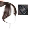 Human Hair Front Hairline Topper 10" Clip on Curtain Bangs 3D Side Fringe with Invisible PU & Lace Base (Dark Brown)