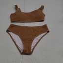 ANRABESS Women Swimsuits Two Piece Bikini Set High Waisted Ribbed Tummy Control Modest Bathing Suits 2025 Beach Swim Wear (Large, Light Brown)