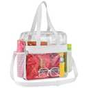 Paxiland Clear Bag for Stadium Events 12x6x12, Large Clear Tote Lunch Bag Stadium Approved with Reinforced Shoulder Straps for Concert Outfits and Festival, Transparent Handbag for Men - White