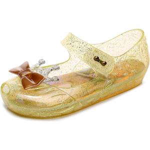 OMGard Girls Jelly Shoes Size 12, Princess Dress Up Flat Sandals Toddler Summer Cute Little Kids Clear Glitter Mary Jane