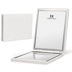 Kintion Compact Mirror, 1x/3x Portable Travel Mirror for Pocket Purse Handbag, White