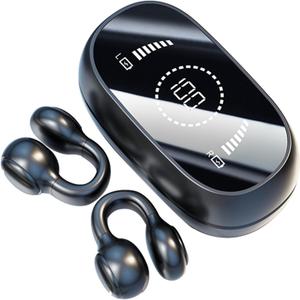 Wireless Ear Clip Bone Conduction Headphones Bluetooth Wireless Clip On Open Ear Headphones Earbuds Earclip Bone Conduction Earbuds Head Set Waterproof Bone Conducting Ear Buds Induction Headphones