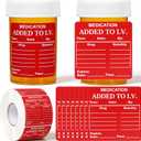 Fuyoooo 1000 Pcs Adhesive Drug Name Label Medication Stickers 2.5" x 2.5" Veterinary Medication Instruction Label Added to I. V. for Medical Pharmacy Healthcare Medicine, Fluorescent Red