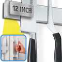 12" Premium Magnetic Knife Holder for Refrigerator (Double-Sided Heavy-Duty Magnets) - Upgraded Strip for Strong Fridge Mount - Clear Up Counter Space - 304 Anti-Rust Stainless Steel (Upgraded Design)