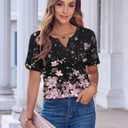 Zeagoo Womens Summer Tops Casual Short Sleeve V Neck Shirts Business Dressy Work Blouses (Black, M)