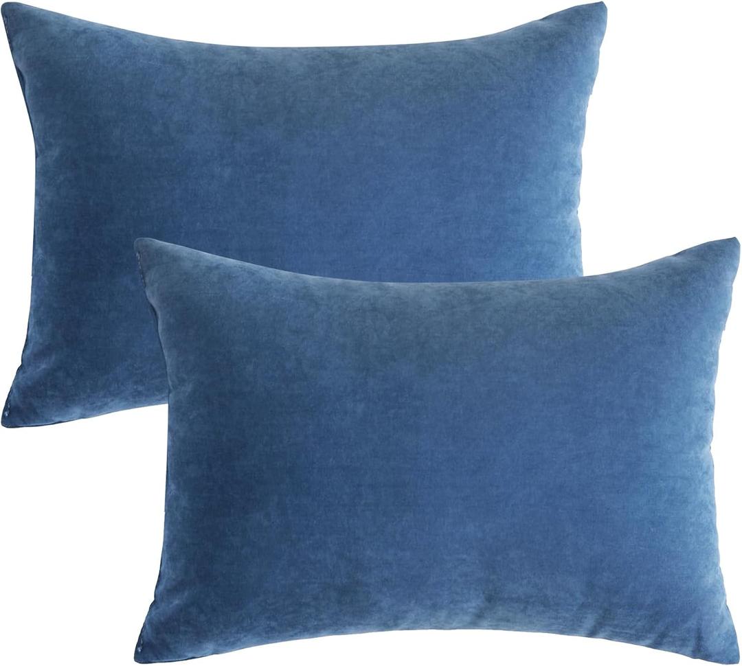 Ripeng 2 Pcs Small Pillows Down Alternative Microfiber Mini Pillows Soft Machine Washable Breathable Tiny Cushion for Travel Sofa Chair Sleeping Neck Wrist Lumbar Knee Support(14"x10",Blue)