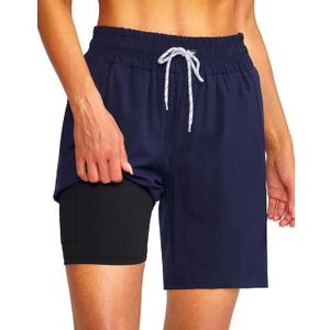 Women's 3''/5''/7'' Swim Board Shorts Quick Dry Beach Shorts with Liner Pockets Swimsuits Bottoms Trunks for Women (XX-Large, Navy Blue)