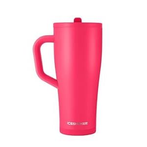 Ice Shaker 32 oz Tumbler with Handle and Straw | 32oz Black | Cold for 30+ Hours | 2-in-1 Tumbler Shaker Bottle | Odor-Free 32 ounce Bottle for Water, Protein Shakes, Smoothies, Cocktails