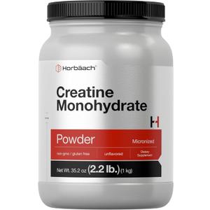 Horbach Creatine Monohydrate Powder | 2.2lbs (35.2 oz) | Micronized and Unflavored | Vegetarian, Non-GMO, and Gluten Free Supplement, Expiration Date: MAY 2027