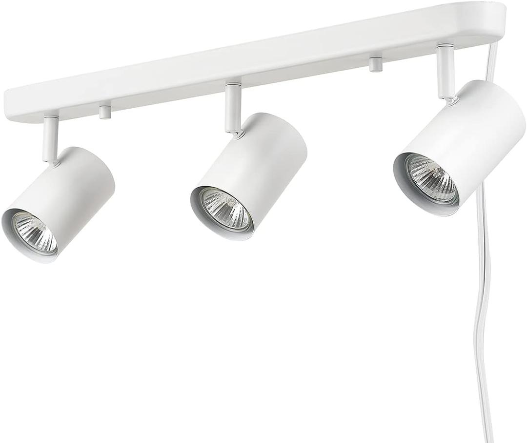 GLOBE Electric 60024 3-Light Plug-in Track Lighting, Adjustable Heads, Matte White Finish, 22-inch, GU10 Base, 15-Foot Cord with in-Line Switch, Modern Ceiling Light for Apartments and Rentals (Dale (White))
