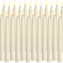 Baquler 24 Pcs Flameless Taper Candles LED Taper Candles Flickering Bulk Ivory LED Candlestick for Easter Wedding Church Halloween Christmas Party Decor Table Centerpiece, 8.5 in, No Batteries