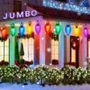 Super Jumbo 2 Pack Christmas & Pathway String Lights, Outdoor Xmas Decor - 11Ft 5 Jumbo LED Hanging Lights, Waterproof Lawn Decoration for Home Tree Roof Yard Garden, Multicolor