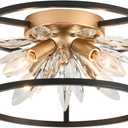 Close to Ceiling Lights - Crystal Ceiling Light Fixture 12-inch Flush Mount Ceiling Lights - E12 Hallway Light - Black and Gold Frame, C1879-R