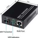 A Pair Gigabit Ethernet SFP Fiber Media Converters with Dual Core LC Transceiver Module, Single-Mode LC, SMF RJ45 to SFP Slot up to 20KM, 10/100/1000Base-Tx to 1000Base-SX (2 Pack)
