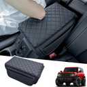 TOPINSTALL Center Console Armrest Cover for 2021-2025 2026 Ford Bronco Accessories 2/4 Doors, PU Leather Protector with Side Storage Pockets, Console Cushion to Prevent Scratches (Not for Sport)