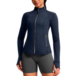 G Gradual Women's Workout Jackets Extended Waist Length Slim Full Zip 4 Pockets Athletic Jacket Spring Running Yoga Clothes 2XL