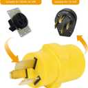 NEMA 10-50P to 14-50R Adapter, HDWS 50Amp 3 Prong Male Plug to 4 Prong Female Receptacle Adapter, for RV EV Charger, Yellow