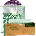 Cleanomic Compostable* Quart Size Food Storage Bags (25 Eco Zip) Freezer and Leak Proof, Snack and Sandwich Size Bags