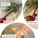 6ft Christmas Smokey Pine Garland with Lights and Stars,Battery Operated Garland with Timer,Christmas Decorations for Fireplace Home Stair Railing Outdoor Holiday Decor