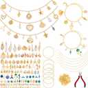 Quelay 328 Pcs Gold Sea Ocean Beach Charms Pendants for Jewelry Making Kit Bulk for Women DIY with 118 Charms 200 Jump Rings 5 Necklaces 5 Bracelets Accessories for Gift Beginner Arts Christmas