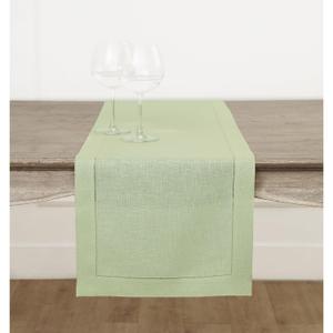 Solino Home Linen Sage Green Table Runner 72 Inches Long - 100% Pure Linen Hemstitch Table Runner 14 x 72 Inch for Dresser, Dining, Spring, Summer - Classic Hemstitch
