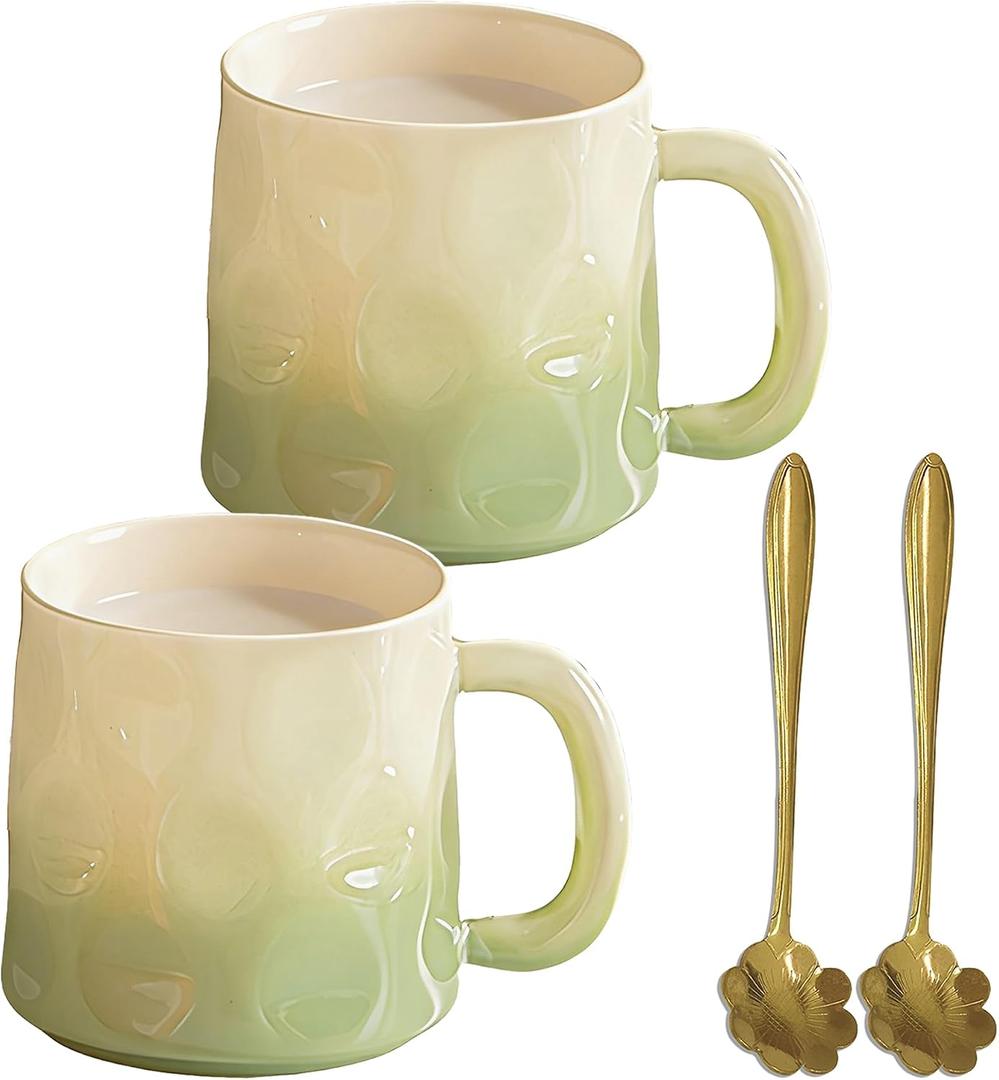 Ceramic Coffee Mugs Set of 2-12oz Porcelain Coffee Cups with Handle, Latte Mug, Big Mug for Women, Men, Great for Tea Hot Chocolate, Microwave Safe, Modern, 25.99 inches x 3.3 inches