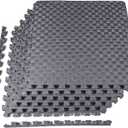 BalanceFrom Puzzle Exercise Mat 1" Thick, EVA Interlocking Foam Floor Tiles for Home Gym, Mat for Home Workout Equipment, Floor Padding for Kids, Gray, 24 in x 24 in x 1 in, 24 Sq Ft - 6 Tiles (Grey)