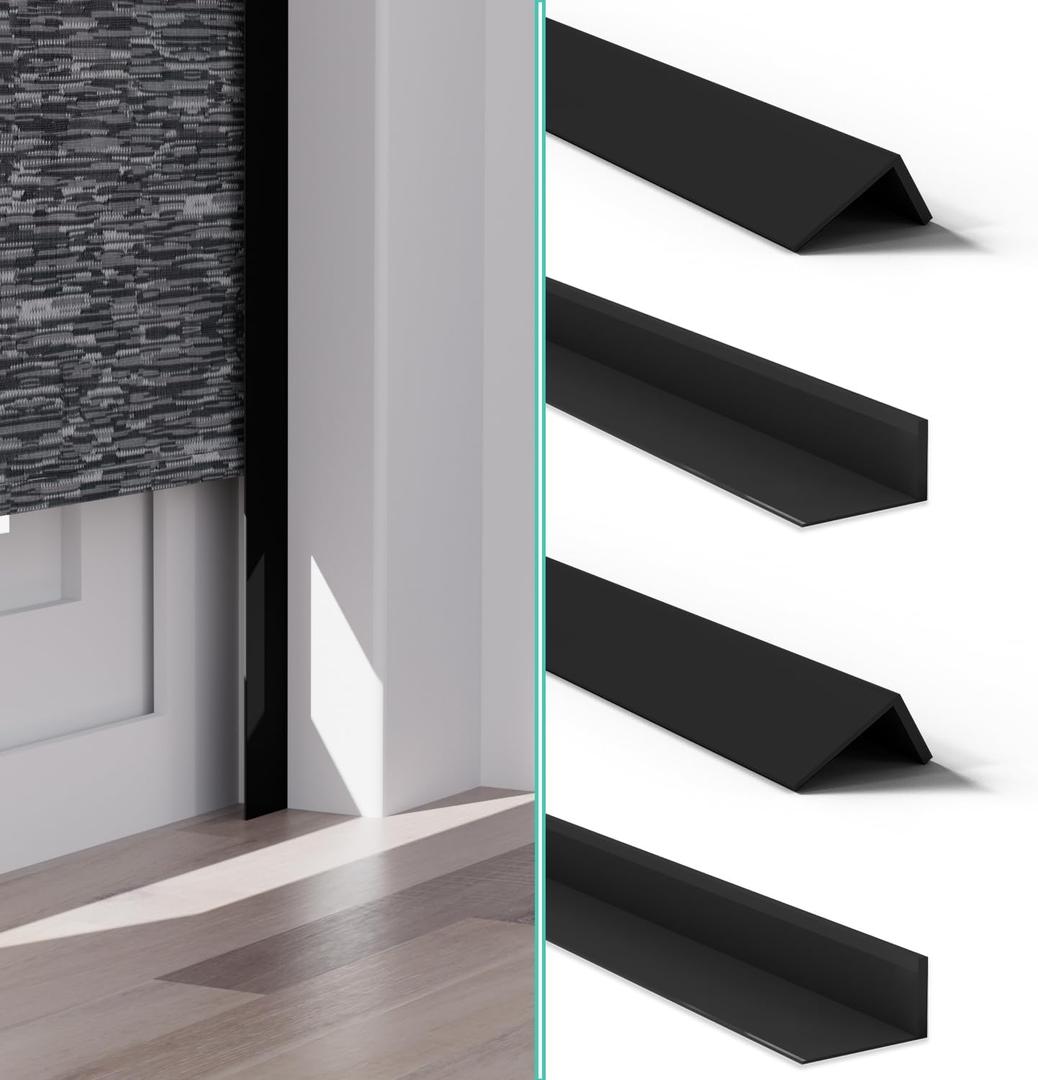 100% Blackout PVC Light Blocking Strips for Window Shades and Blinds, Block Light Along The Sides of Blackout Blinds, Easy to Install. (Black 58" 4pc)