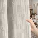 Boho Blackout Curtains 2 Panels Mid Century Modern Patterned Cotton Textured Drapes for Bedroom & Living Room 52W*72L