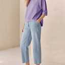Fanway&EC Women's Casual Summer Tops 3/4 Sleeve Crew Neck T Shirts Loose Fit Tunic Blouses Tee (Purple, XXL)