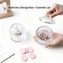 CJJKH 5 Pieces Body & Face Powder Puff with Container Set, 3.6Inch in diameter,Crystal Storage Case, 2 Soft Washable Velour Puffs and 2 Dual-Use Dry/Wet Puffs for Women, Baby, Face & Body Makeup