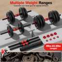 Cvonte Adjustable Dumbbell Set, 45lbs Free Weight Set With Double Locknut, 5-in-1 Dumbbells Set Includes Barbell, Kettlebells, Push up Stand, Fitness Exercise for Home Gym Suitable Men/Women