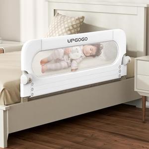 UPGOGO Folding Bed Rail for Toddlers, Baby Bed Rail Guard with Reinforced Anchor Safety System, (White,43"x23.6")