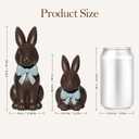 DN DECONATION Easter Decorations Bunny Figurines Set with Blue Bow, Rabbit Statues for Cute Brown Easter Spring Decor & Farmhouse Home Decor, Resin Tabletop Sculptures for Shelf Mantel Coffee Table