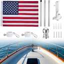 American flag with Pole,Flag poles Kit Embroidered USA Flag | 2x3 Ft | Includes 4 FT Heavy Duty Tangle Free Flagpole & Adjustable 180 Bracket for Indoor/Outdoor