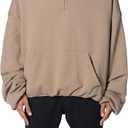 mnml Men's Lined Baggy 3/4 Zip Hoodie (Large, Brown)
