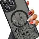 OOK Magnetic for iPhone 14 Pro Max Case Cute Floral Design for Women & Girls, [MagSafe Compatible] Slim Translucent Matte Black Cover, Camera Protection, Chic & Stylish (6.7") (Black Wild Flowers)