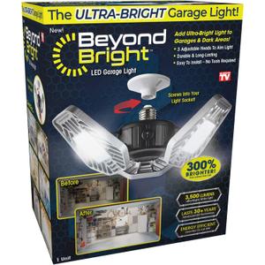 Ontel Beyond Bright LED Ultra-Bright Garage Light - 3 Adjustable Panels, Energy Efficient, Easy to Install, Durable and Long-Lasting Light for Garages, Warehouses and More