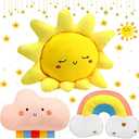 Queekay Set of 3 Kid Moon Star Cloud Cushion Soft Plush Pillow Nursery Stuffed Throw Cushion Children Cute Pillow for Baby Room Reading Nook Decorations Gifts(Rainbow, Cloud, Sun)