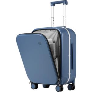 Mixi Carry On Luggage, 20'' Suitcase with Front Laptop Pocket, Travel Rolling Luggage Aluminum Frame PC Hardside with Spinner Wheels & TSA Lock and Cover - Sapphire Blue