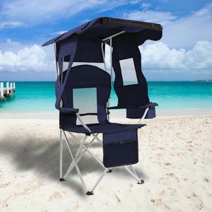 Camping Chairs with Canopy, Portable Quad Lawn Chair for Adults, Folding Recliner Chair with Cup Holder Outdoor Events and Shade- Support 330 LBS
