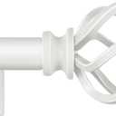 KAMANINA White Curtain Rod 32 to 58 Inch(2.6-4.8ft), Adjustable Curtain Rods for Windows 28 to 48 Inch, 3/4 Inch Splicing Drapery Rods with Twisted Cage Finial