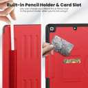 Case for iPad 9th/8th/7th Generation Case 10.2 inch 2021/2020/2019, PU Leather Strong Magnetic Cover with Multi-Angle Magnetic Stand, Pencil Holder, Card Slots, Auto Sleep/Wake, Red