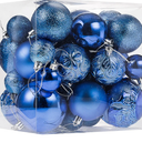 Senjie Blue Shatterproof Christmas Ornaments, 32 Pcs, Plastic, Hanging, Christmas, Wedding