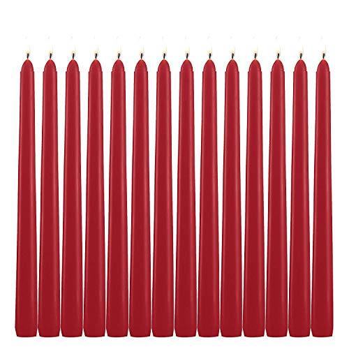 Grcdoyvl 14 Pack Tall Red Taper Candles - 10 Inch Red Dripless, Unscented Dinner Candle - Paraffin Wax with Cotton Wicks - 8 Hour Burn Time.