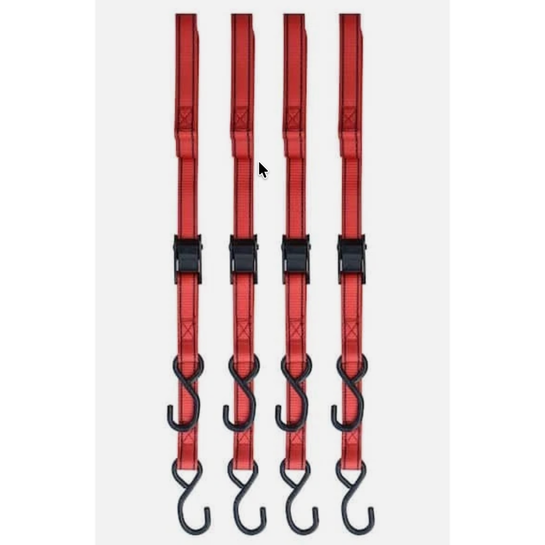 4 Pack Husky 10 ft x 1 in Cam Buckle Tie-Down Straps Polyester with Steel S-Hook